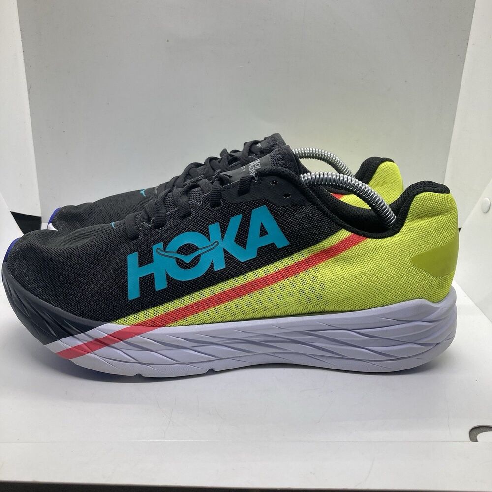 Hoka One One Rocket X Mens Size 11.5 US Running Shoes Black Yellow 1113532 BEPR